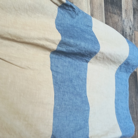 J.Crew Chambray Beige And Denim Color Block Short Sleeve Popover Shirt Sz Med - Picture 11 of 15